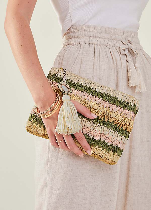 Accessorize Raffia Clutch Bag Freemans