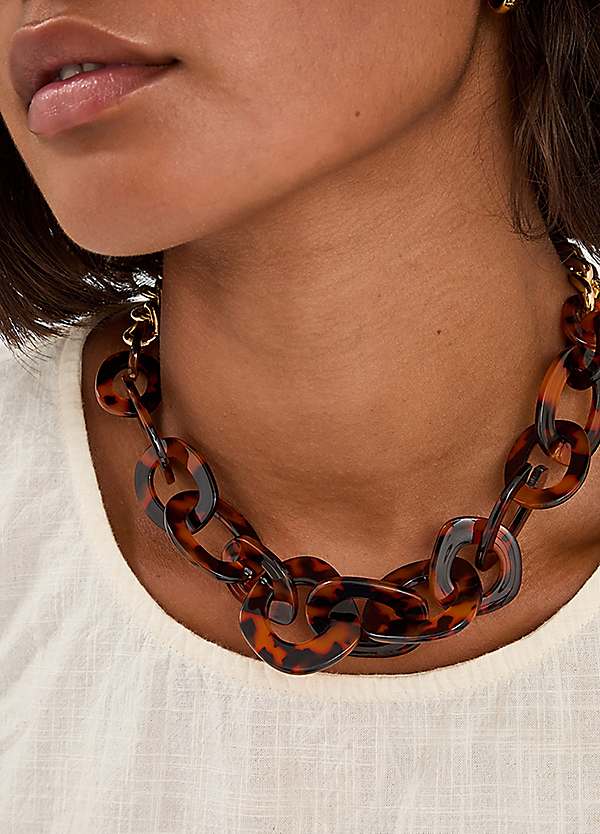 Accessorize Statement Tortoise Shell Link Chain Necklace | Freemans