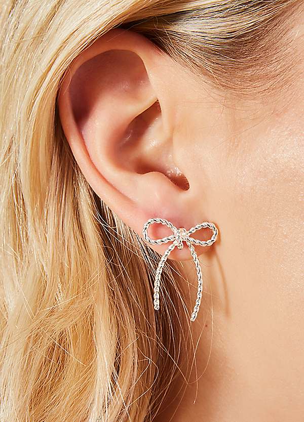 Accessorize Sterling Silver-Plated Bow Earrings Freemans