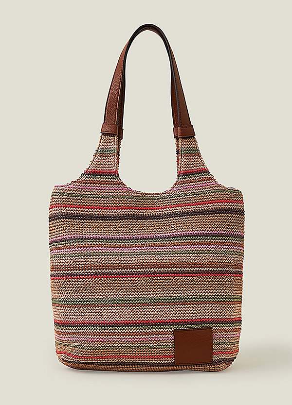 【MAIDEN SHOP購入】RAFFIA STRIPE TOTE BAG Nellie Large Striped Raffia Tote Multicolor – INK+ALLOY, LLC