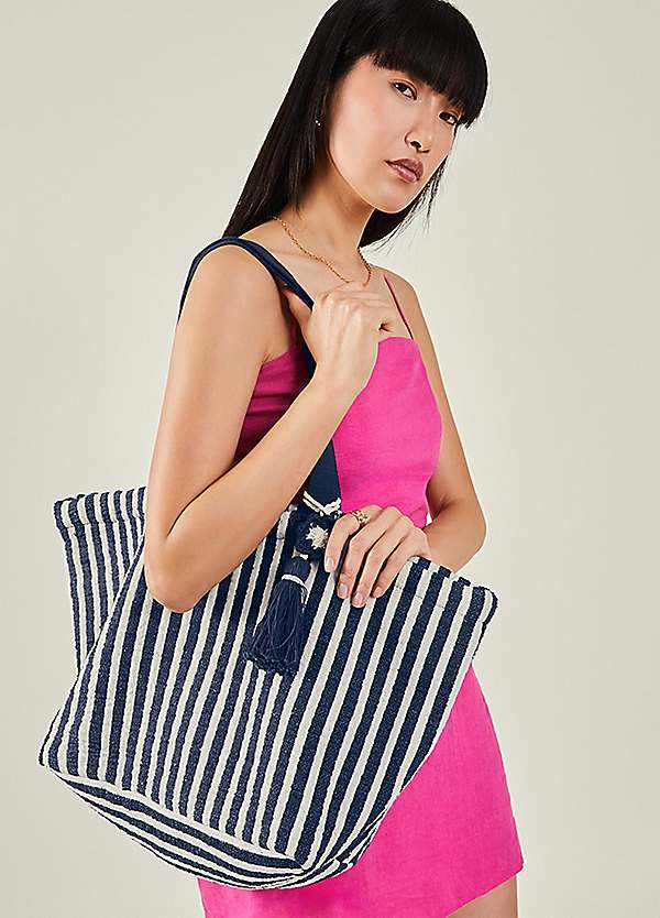 Accessorize Stripe Tassel Tote Bag