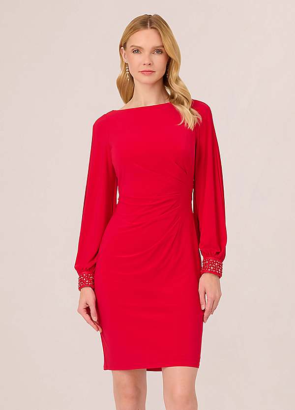 adrianna papell pleated jersey sheath dress red mascotte france.fr