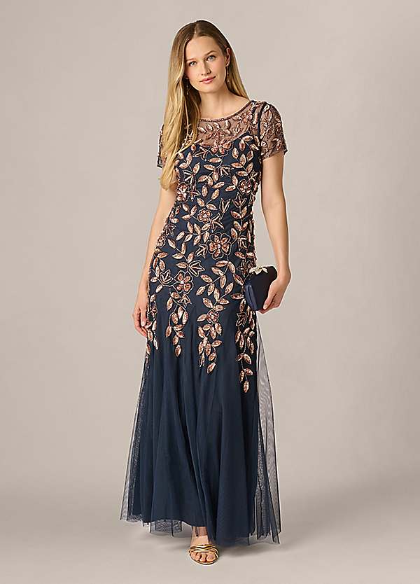 adrianna papell bead long dress with godets - Navy Print Color:WASHED-SEAFOAM The midnight multi color/pattern 2025loversale Hidden Valley® Blue Cheese