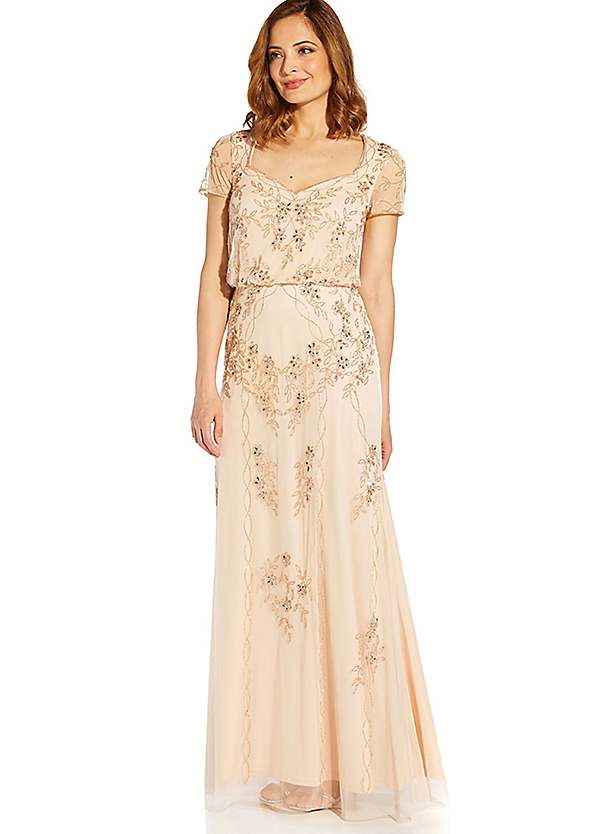 Adrianna Papell Beaded Blouson Gown Freemans