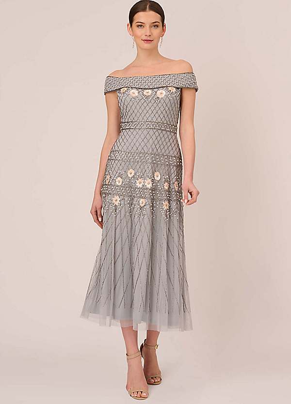 Adrianna papell silver outlet dress