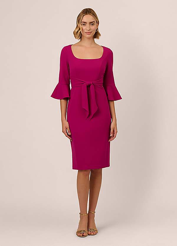 【海外限定】AdriannaPapell ドレス☆Bell Sleeve Tie Front Mid Adrianna Papell Bell Sleeve Tie Front Dress | Freemans