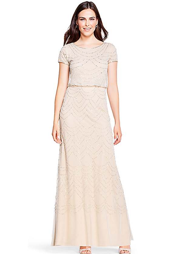 Adrianna Papell Blouson Beaded Gown