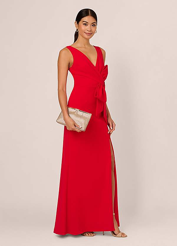 【海外限定】AdriannaPapell ドレス☆Crepe Asymmetric Bow Maxi Adrianna Papell Crepe Asymmetric Bow Maxi Dress, Midnight