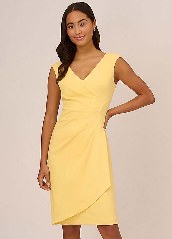 Adrianna Papell Crepe Draped Overlay Dress