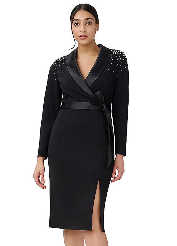 Adrianna Papell Embellished Tuxedo Dress