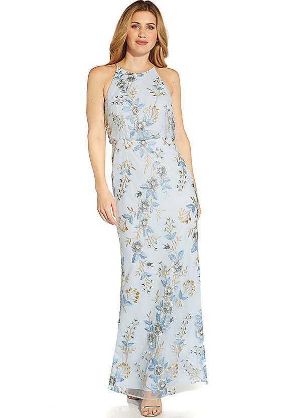 Adrianna Papell Embroidered Blouson Gown