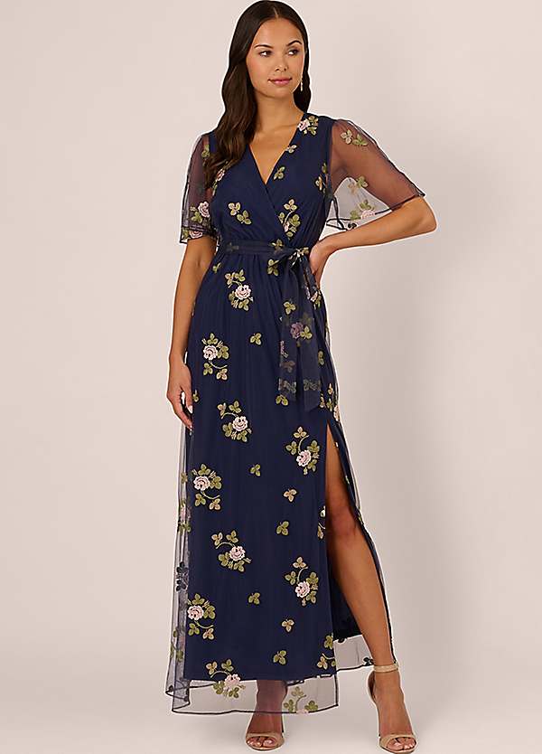 Adrianna Papell Embroidered Flutter Dress | Freemans
