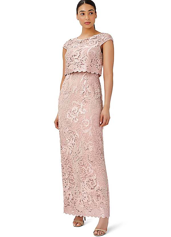 Adrianna Papell Embroidered Lace Gown