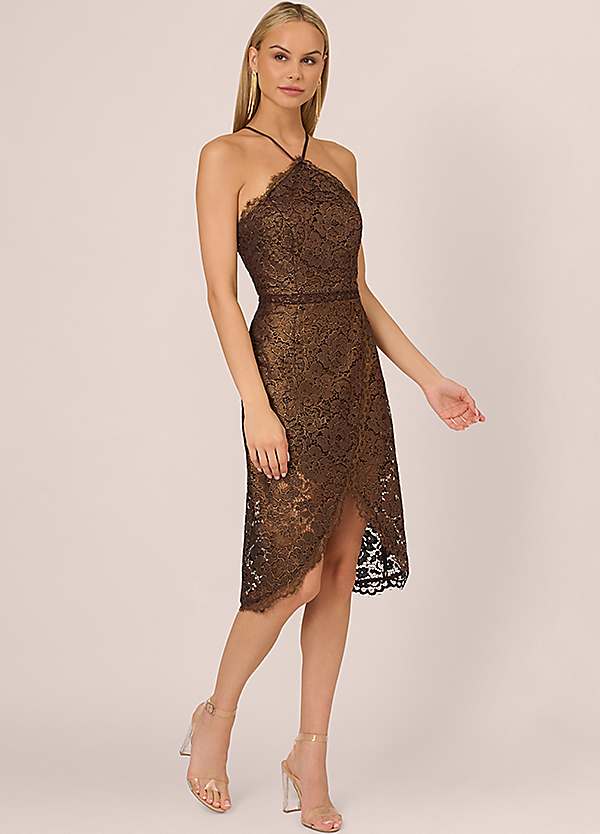 Adrianna papell gold crinkle gown best sale