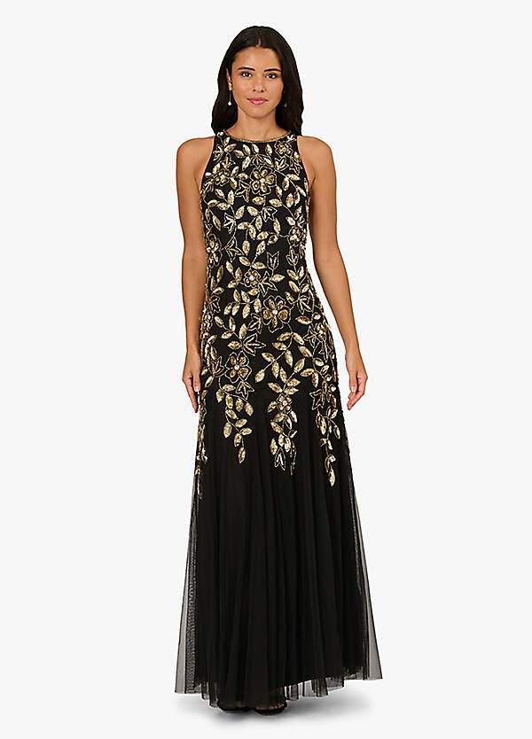 beaded godet dress Prom Strapless Beaded Floor-Length Blend Gown 62148 by Clarisse 16 / Black/Nude main image 1