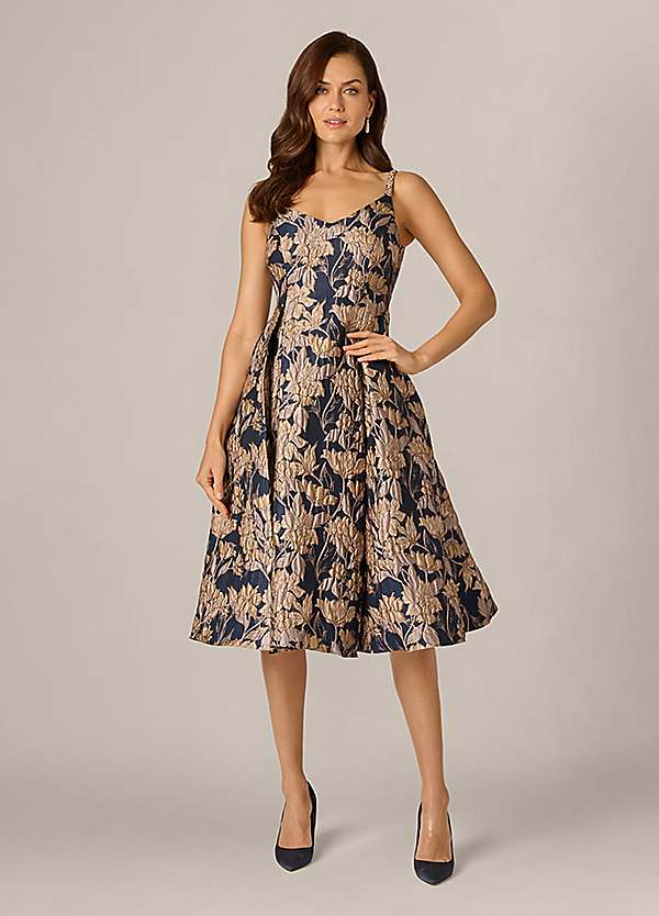 adrianna papell jacquard midi dress ADRIANNA BY ADRIANNA PAPELL Jacquard Midi Dress