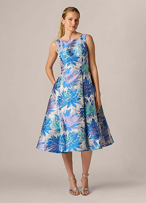 Adrianna Papell Jacquard Tea Length Dress | Freemans