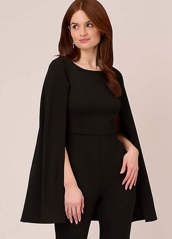 Adrianna Papell Knit Crepe Cape Jumpsuit