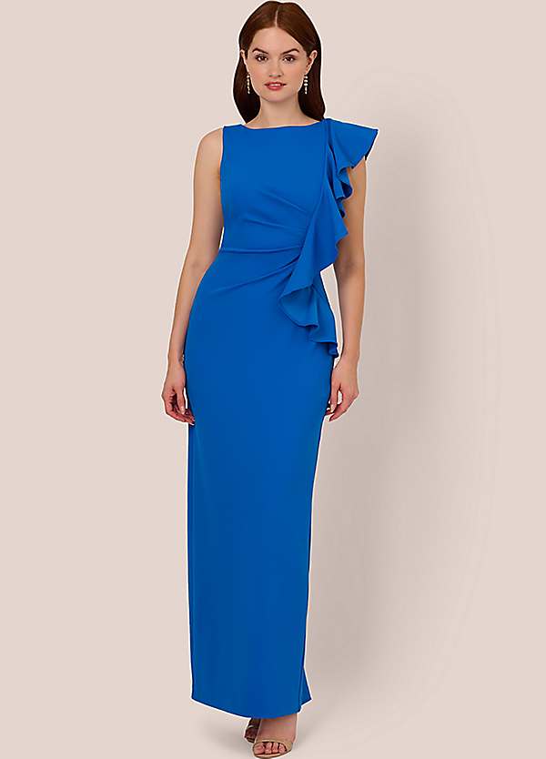 Adrianna Papell Knit Crepe Ruffle Gown