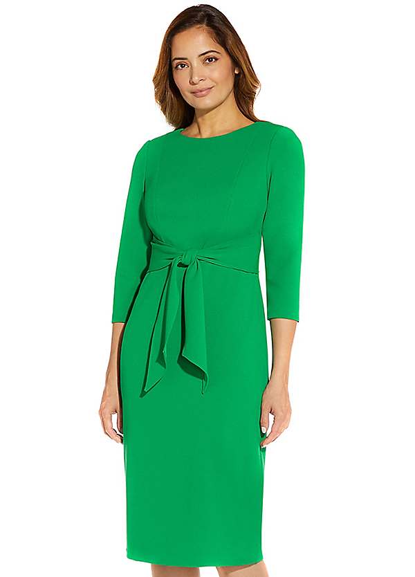 Adrianna Papell Knit Crepe Tie Waist Sheath Dress