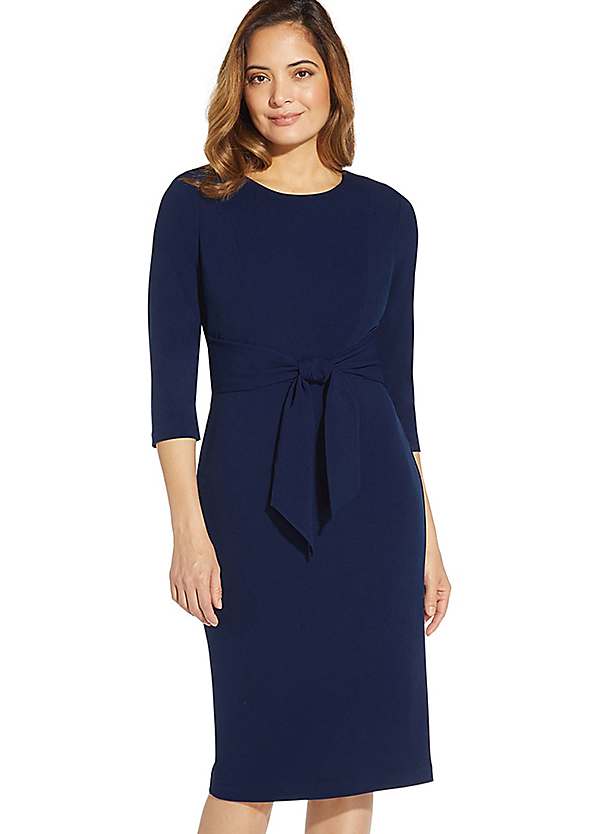 Adrianna Papell Knit Crepe Tie Waist Sheath