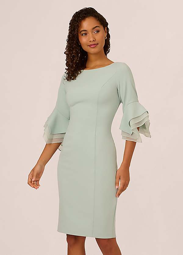 Adrianna Papell Knit Crepe Tiered Sleeve Dress | Freemans