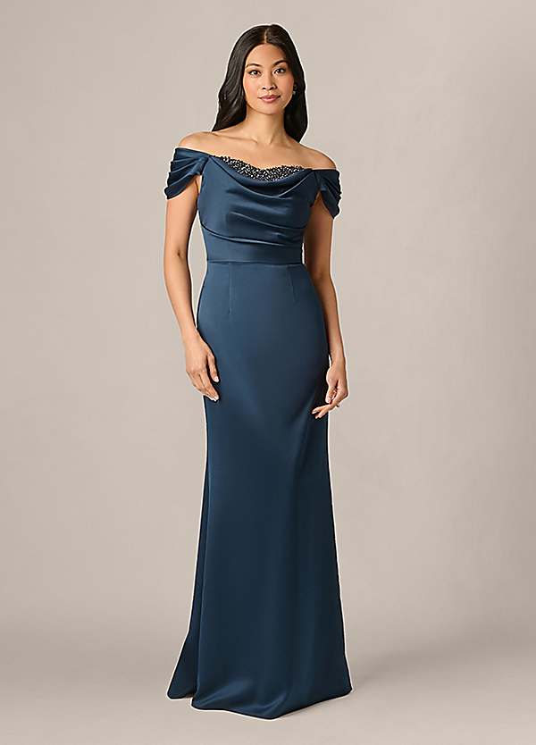 Long Dress Navy Blue Adrianna Papell Buy Adrianna Papell Blue Petite Bead Mesh Godet Long Dress