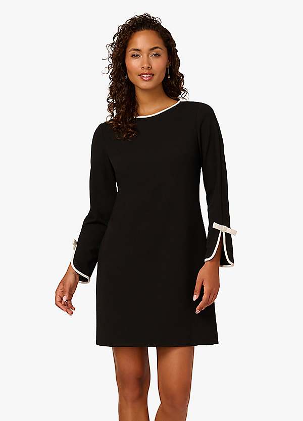 Adrianna Papell Long Sleeve Crepe Short Dress Adrianna Papell Long Sleeve Crepe Short Dress