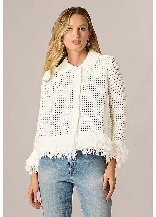 Adrianna Papell Long Sleeve Fringe Cardigan | Freemans