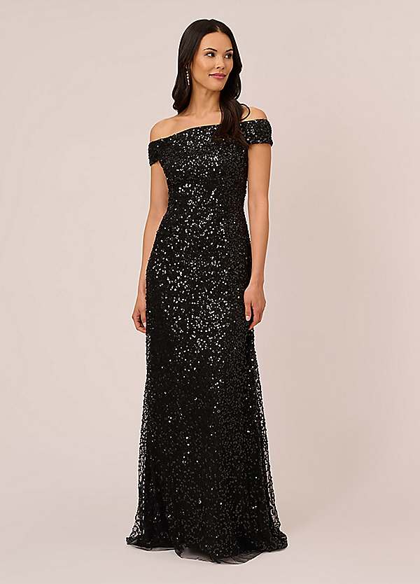 Adrianna Papell Off Shoulder Bead Dress | Freemans
