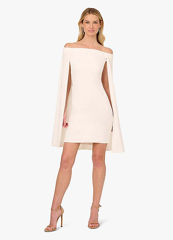 adrianna papell off shoulder cape dress Adrianna Papell Off Shoulder Cape Dress