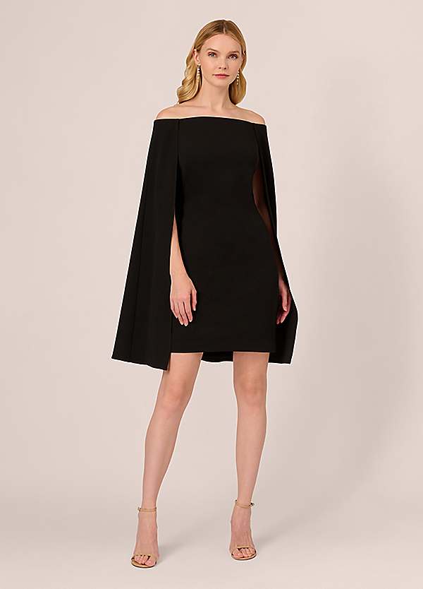 Adrianna Papell Off Shoulder Cape Dress Freemans