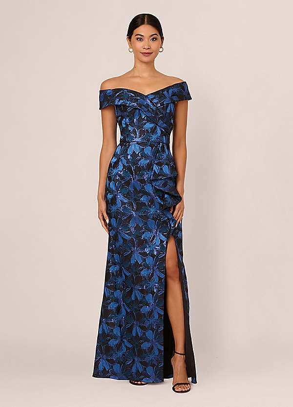 Adrianna Papell Off-Shoulder Jacquard Gown | Freemans Adrianna Papell Off-Shoulder Jacquard Gown | Freemans