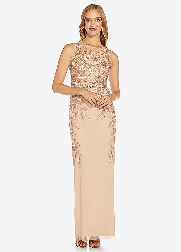 【海外限定】AdriannaPapell ドレス☆Beaded Column Maxi Dress, Amazon.com: Adrianna Papell Women's Beaded Column Long Dress