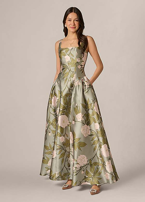 Adrianna Papell Print Mikado Square Neck Gown | Freemans