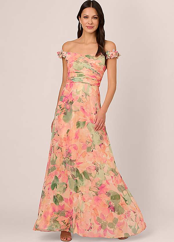 Printed gown in chiffon hotsell