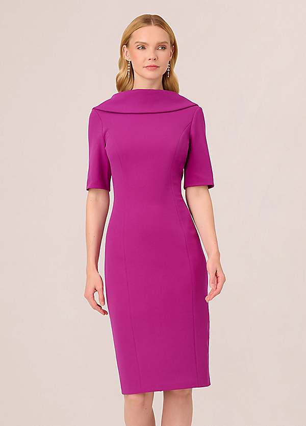 Adrianna Papell Roll Neck Sheath Dress with V Back