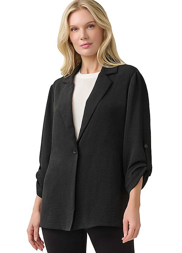 Adrianna Papell Roll Sleeve One Button Blazer