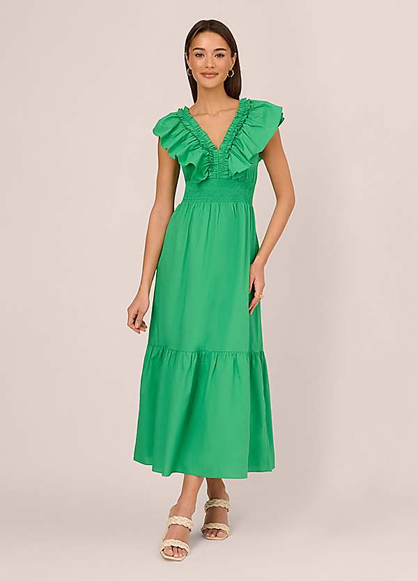 Adrianna Papell Ruffle Front Maxi Dress