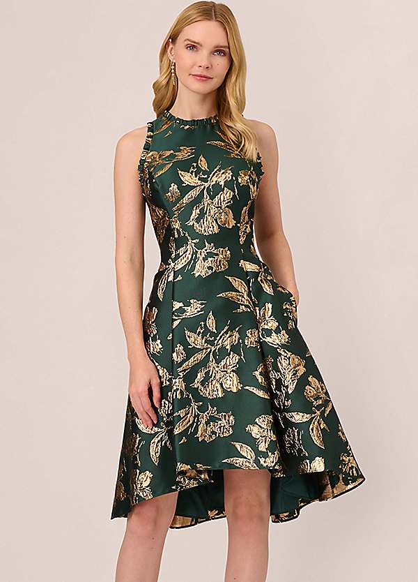 Adrianna Papell Ruffle Jacquard Dress