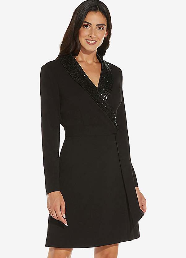 Adrianna Papell Sequin Collar Tuxedo Dress Freemans