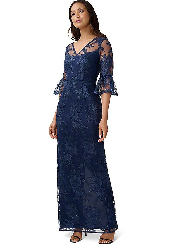 Adrianna Papell Sequin Embroidery Gown Freemans