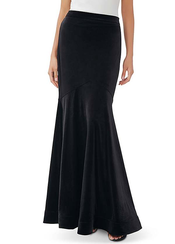 Black velvet skirt clearance maxi