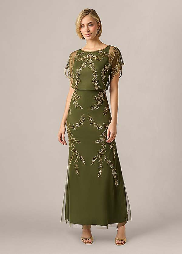 adrianna papell beaded dress long blouson Studio Flutter - Olive 📸 Reshot 25 Wedding Dress Ivory 2026 Size:36X30