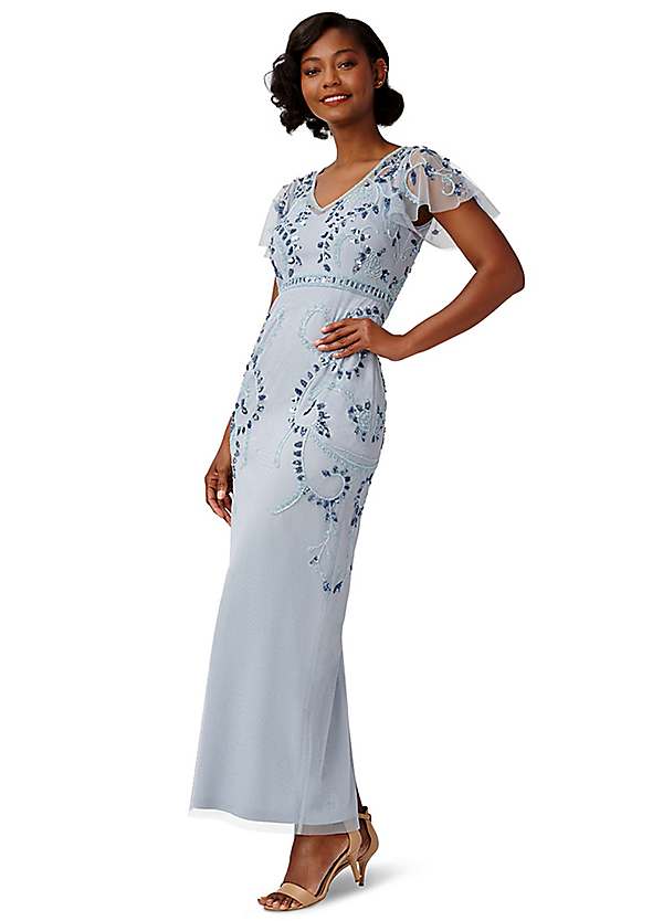 Adrianna Papell Studio Beaded Flutter Gown