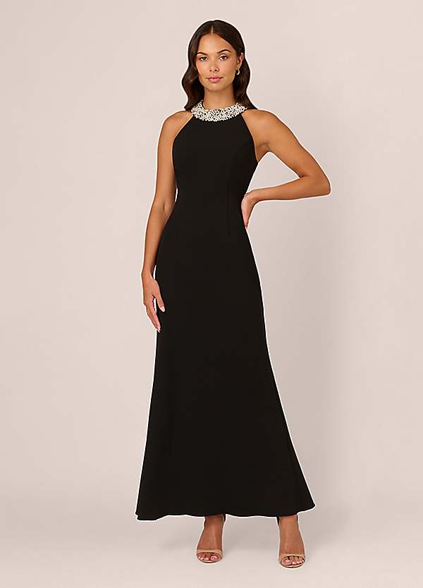 Adrianna Papell Studio Beaded Halter Gown Freemans - Main Image
