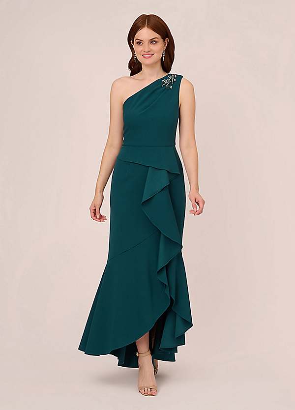 Adrianna papell clearance cascade crepe gown