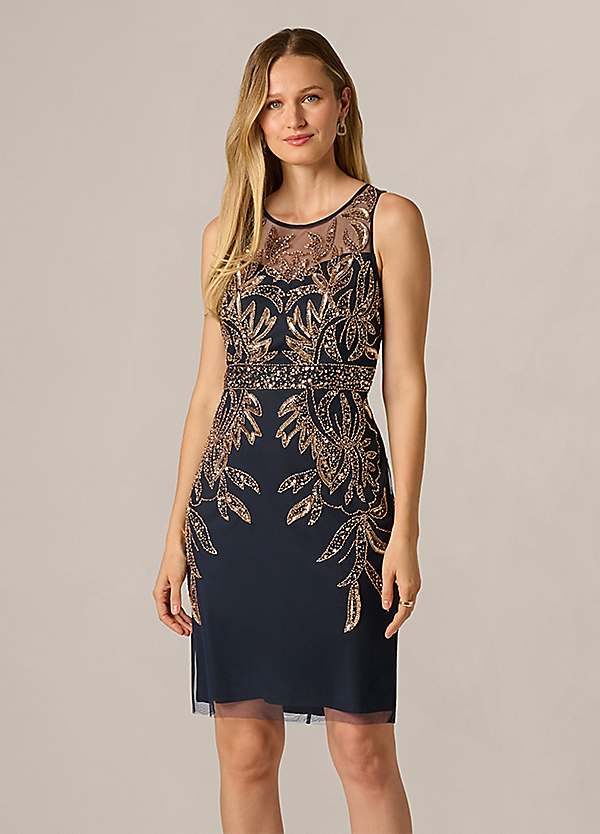 adrianna papell women's beaded short dress Studio - Navy Metallic simply keep the one Mary Jane Shoes for Toddler Girls Mini Dress Black Kirsten Color:Moss