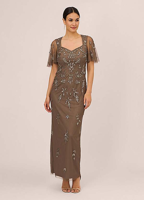 Adrianna papell beaded column gown best sale