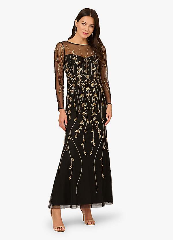 loft embroidered dress Embroidered Lantern Sleeves Black Dress  Demure Loft